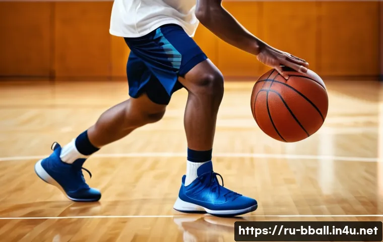 농구 핸들링 훈련 방법 - A young male basketball player practicing ball control indoors, focused on finger and wrist techniqu...